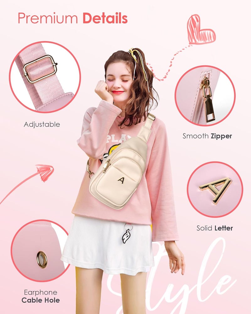 Freesya Store Birthday Gifts for Women Teen Girls, Initial Crossbody Sling Bag, Travel Purse for Women, Friends Sister Gifts - Image 4
